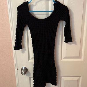 Texturized 3/4 sleeve black Bebe dress
